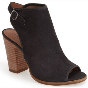 Lucky Brand Black Suede Open Toe Bootie Size 7.5